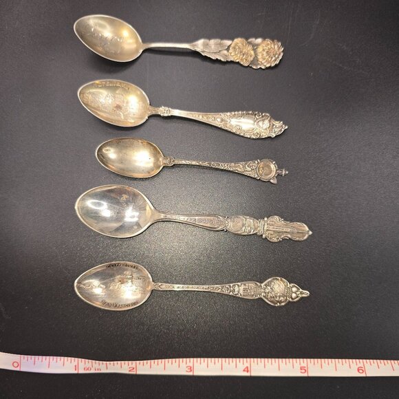 Vintage Collectible Sterling Silver Souvenir Spoons Set Of 5 of California CT35C - Picture 2 of 12